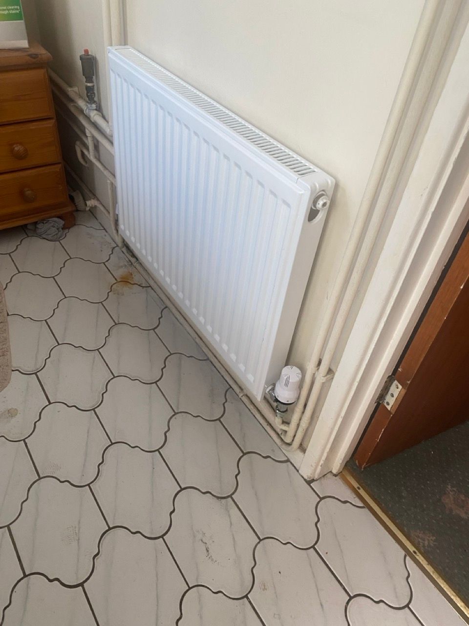 Freshly installed central heating radiator